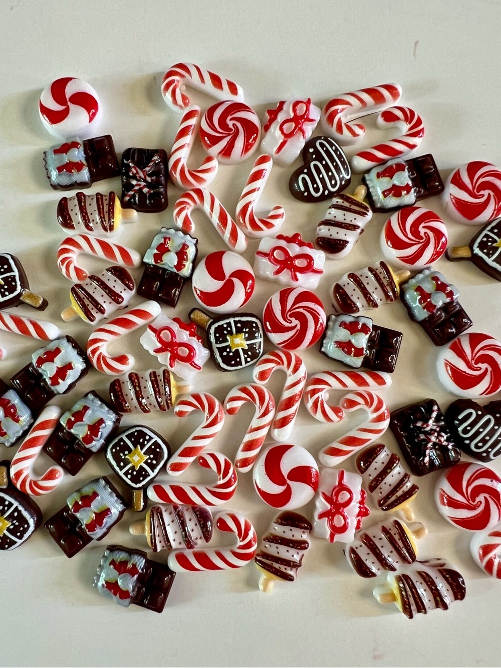 30 pcs Christmas Mixed Charms Candy Cane Peppermint Chocolate Bars Fake Food